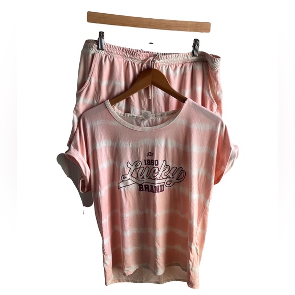 Lucky Brand Pink Striped Pajamas Sleepwear Set - Picture 1 of 9